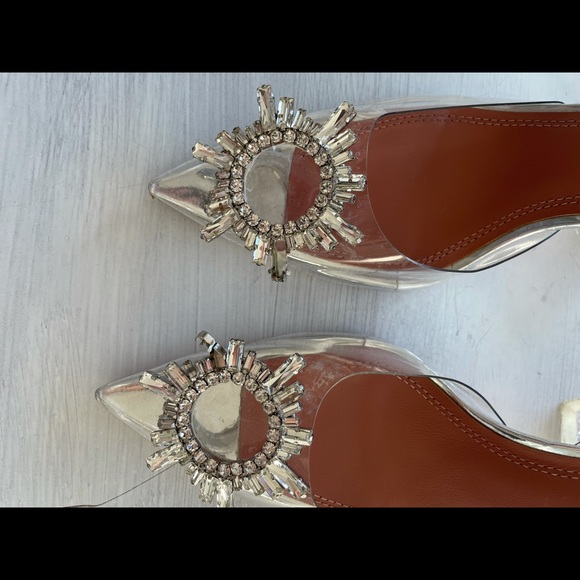 ❌SOLD❌Amina Muaddi Clear Begum Glass Pvc Crystal Transparent Slingback Sandal - Picture 5 of 16